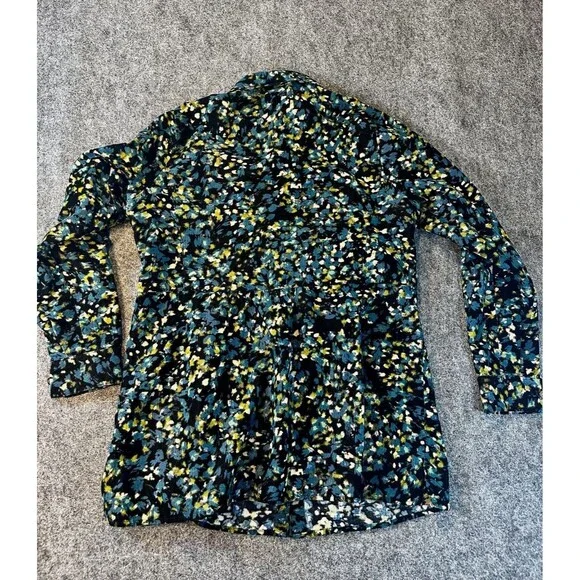 J Jill Cotton Corduroy Button Shirt XS Brown Peplum Back Boho Retro Goblincore - Picture 2 of 8